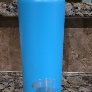 Bass Pro Shops Blue Stainless Steel Reusable Water Bottle Flip Lock Straw